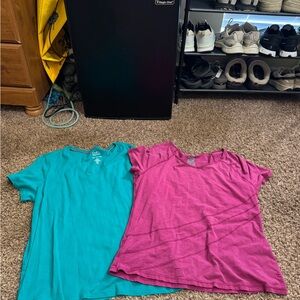 Teal and Pink Short Sleeve Tops